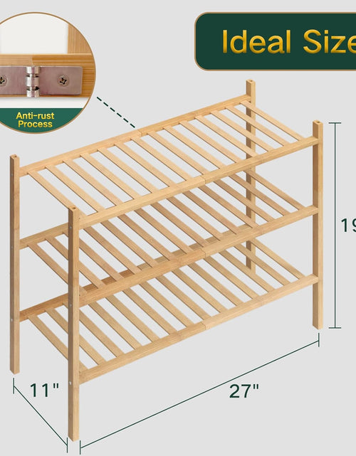 Load image into Gallery viewer, 3-Tier Shoe Rack for Closet, Stackable Shoes Rack Organizer Free Standing
