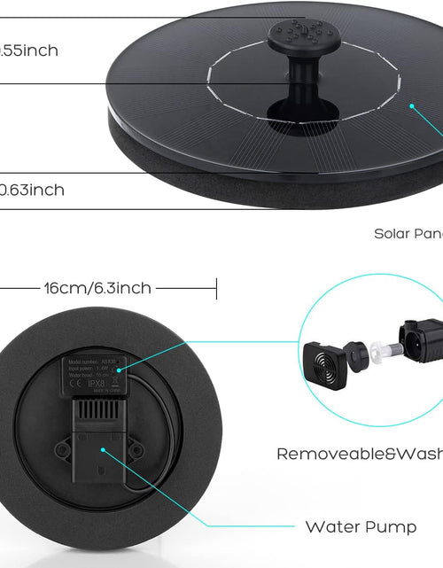 Load image into Gallery viewer, Solar Bird Bath Fountain Pump, Upgrade 1.4W Solar Fountain with 6 Nozzle
