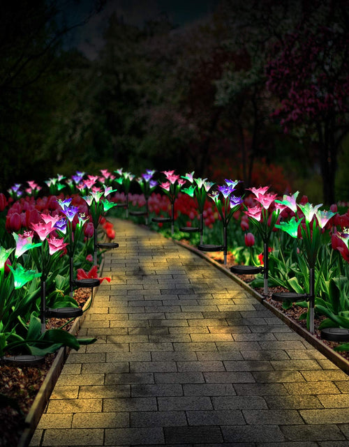 Load image into Gallery viewer, Solar Lights Outdoor Garden Decorative Flowers 6 Pack, Waterproof Solar Garden Lights with 24 Lily Flowers
