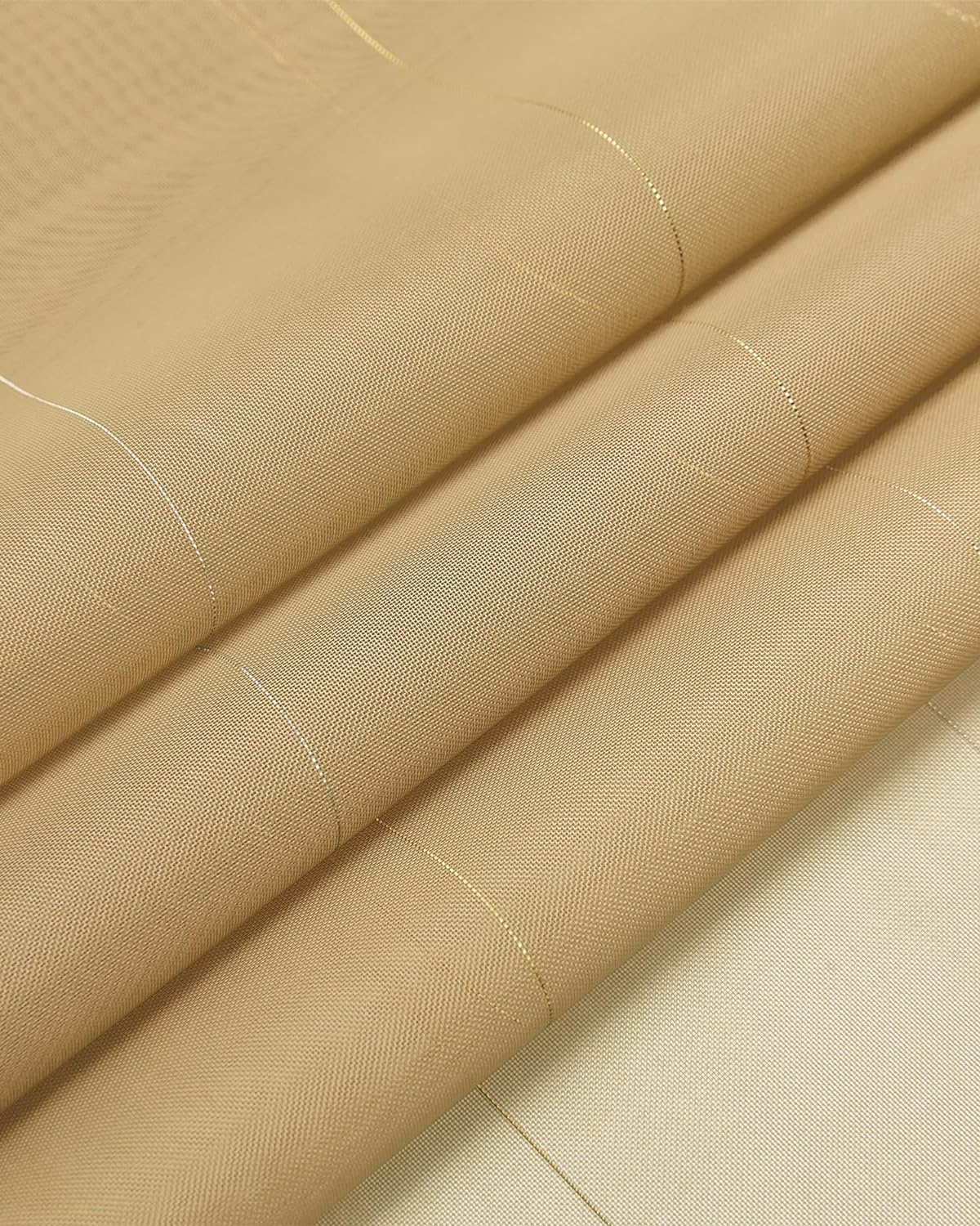 Stripe Gold Sheer Curtains 108 inch Length 2 Panels with Grommets Semi Transparant Curtains