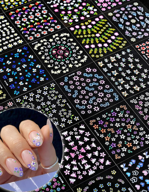 Load image into Gallery viewer, 30 Sheets Flower Nail Art Stickers Decals Colorful 3D Self Adhesive Cute Daisy Floral
