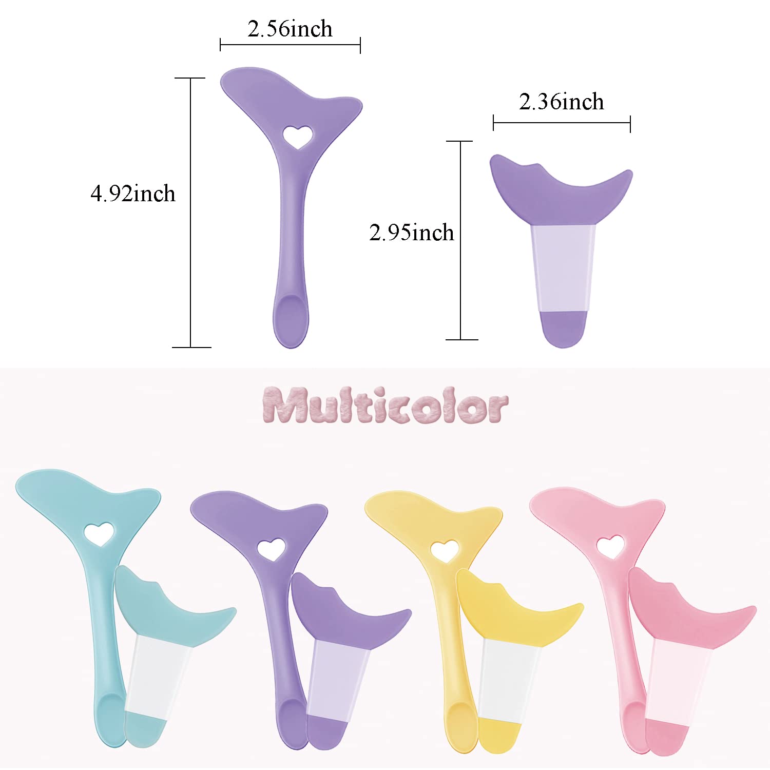 4Pcs Reusable Silicone Eyeliner Aid Mascara Shield Eyeliner Eyelash Eyeshadow Lipstick Applicator Guide Tool, Purple