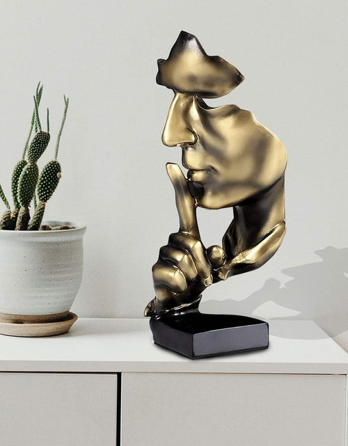 Load image into Gallery viewer, Thinker Statue, Silence is Gold Abstract Art Figurine, Modern Home Resin Sculptures Decorative
