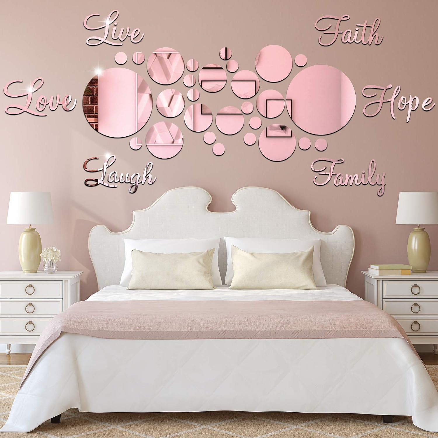 3D Acrylic Mirror Wall Decor Stickers DIY Faith Live Laugh Hope Love Family