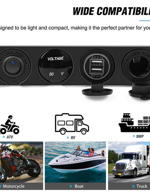 Load image into Gallery viewer, 4 in 1 on/off Charger Socket Panel Dual USD Power Outlet &amp; LED Voltmeter
