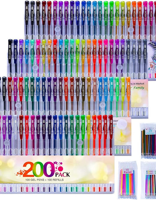 Load image into Gallery viewer, 200 Pack Gel Pen with Case Coloring Books and 100 Refills for Drawing Painting Writing
