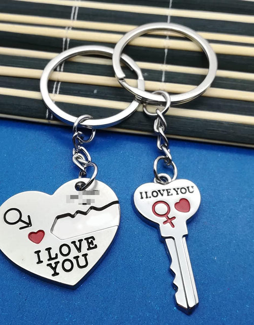 Load image into Gallery viewer, 2pcs Couple Key Chain Ring Set-I LOVE YOU with Red Heart Keychains Set for Boyfriend Girlfriend and Best Friends
