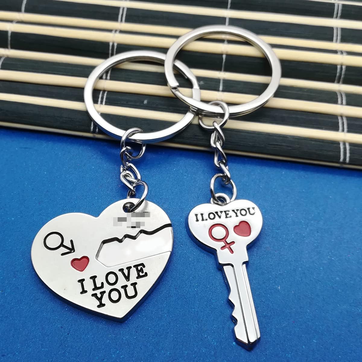 2pcs Couple Key Chain Ring Set-I LOVE YOU with Red Heart Keychains Set for Boyfriend Girlfriend and Best Friends