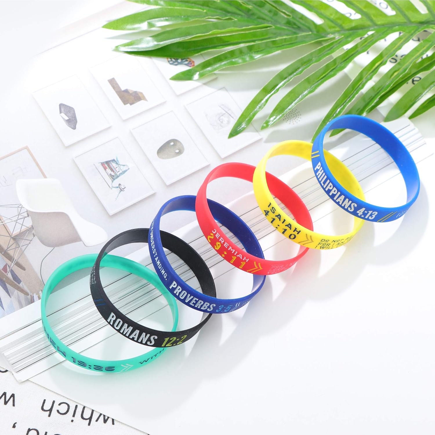 12Pcs Silicone Wristbands Bracelet for Men Women Rubber Bracelet Gifts