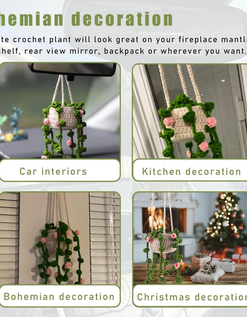 Load image into Gallery viewer, Cute Auto Pendant Crochet Plants Hanging Baskets, Boho Car Plants Crochet Rear View Mirror Accessories, Style 2
