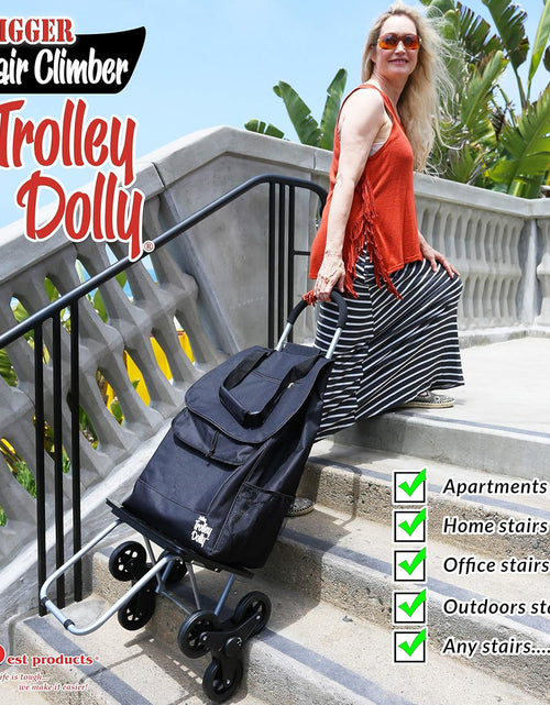 Load image into Gallery viewer, Stair Climber Bigger Trolley Dolly, Black Grocery Shopping Foldable Cart Condo Apartment 44 Inch
