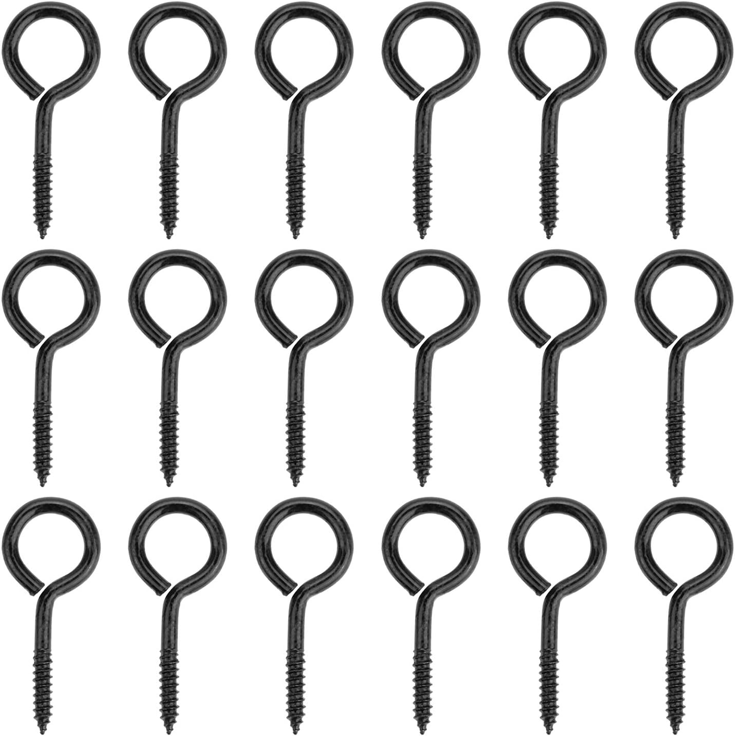 40 Pieces 2 inch Screw Eyes, Black Zinc Plated Steel Screw Eyes, Self Tapping Screw Hooks, Metal Eye Hooks, Eyelet Screws