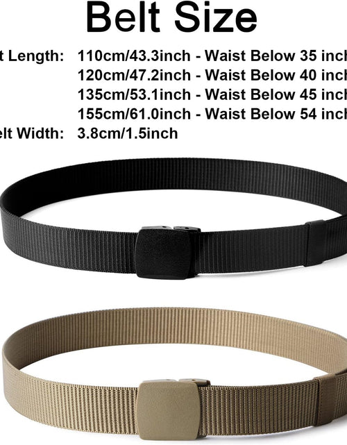 Load image into Gallery viewer, 2 Pack Webbing Canvas Outdoor Web Belt with Plastic Buckle gift for Men (Fits Pants up to 40 inches)
