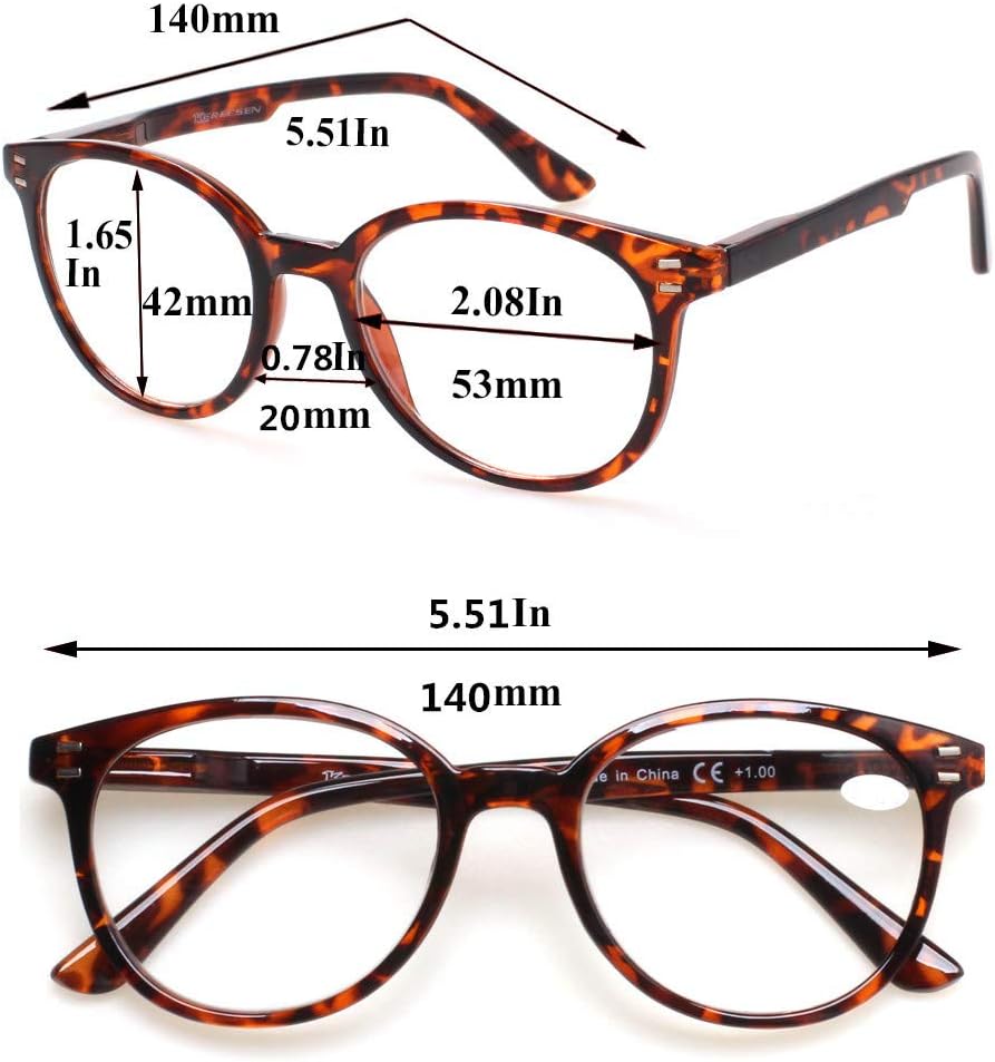 3 Pack Reading Glasses Spring Hinge Stylish Readers Black/Tortoise for Men and Women