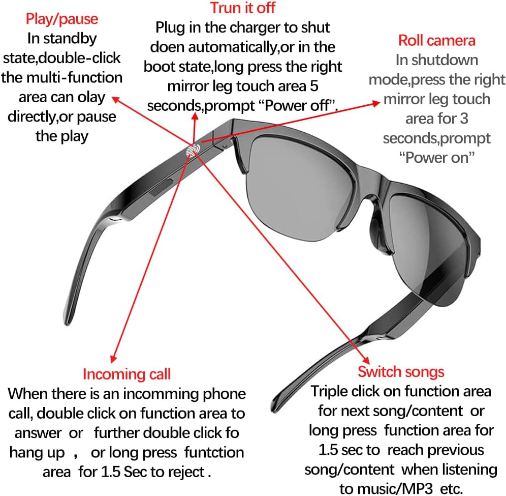 Smart Glasses Wireless Bluetooth Sunglasses Open Ear Music&Hands-Free Calling, Dual Polarized Lenses