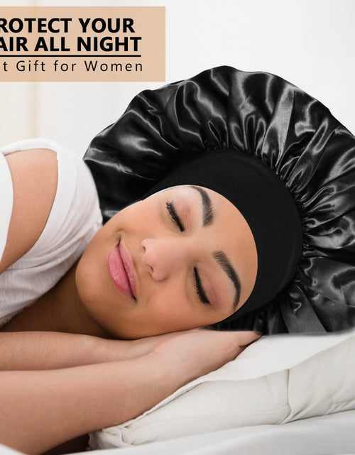 Load image into Gallery viewer, 3PCS Extra Large Satin Bonnets for Sleeping, Hair Bonnets for Black Women Braids Curly Hair, A
