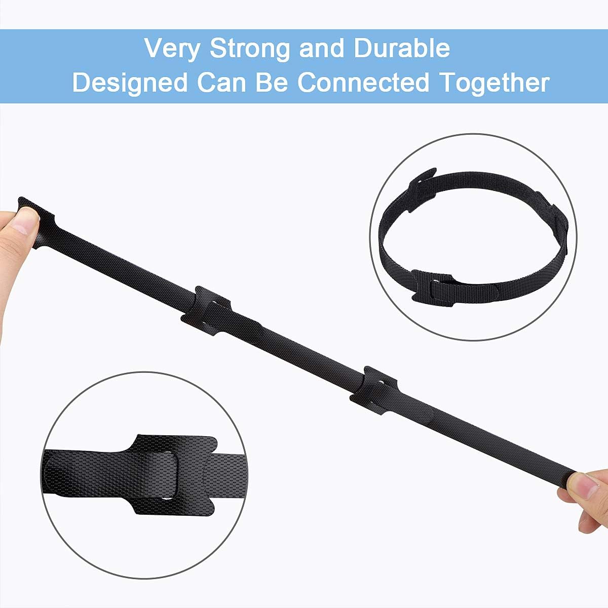 60 PCS 6 Inches Reusable Cable Ties, Adjustable Cord Straps, Cable Organizer, Cord Wrap and Hook Loop Cords Management - Black