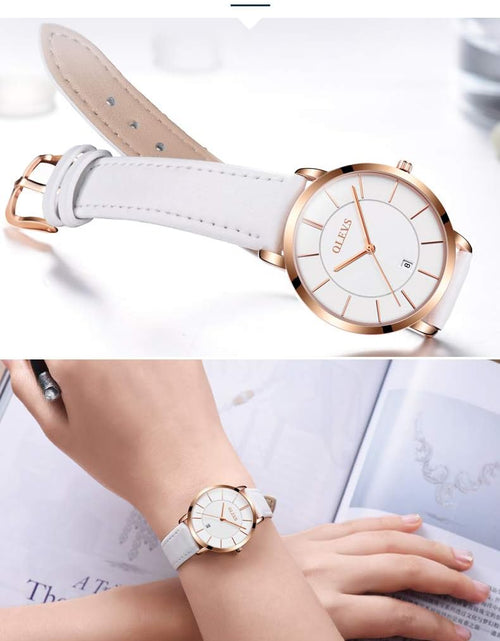 Load image into Gallery viewer, Women&#39;s Watches for Ladies Female Wrist Watch Leather Band Waterproof Thin Minimalist Casual Simple Dress Quartz Analog with Date Calendar
