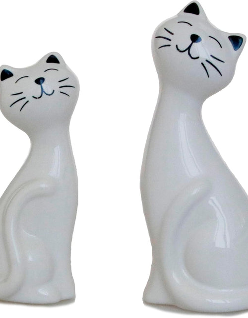 Load image into Gallery viewer, 2pcs White Cat Statues and Figurines for Home Decor - White Cat Statue for Cat Lovers
