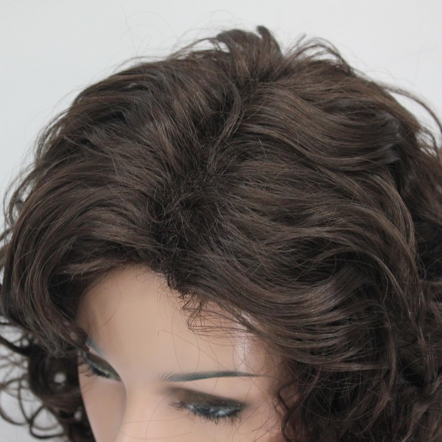 Short Length Chestnut Brown Afro Curl Full Synthetic Wig Women Wigs (Chestnut Brown)