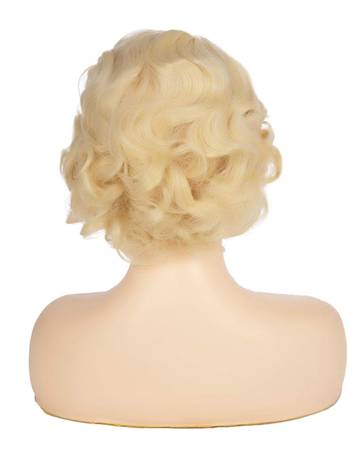 Load image into Gallery viewer, Short Blonde Curly Wig Finger Wave Synthetic Hair for Women, Blonde
