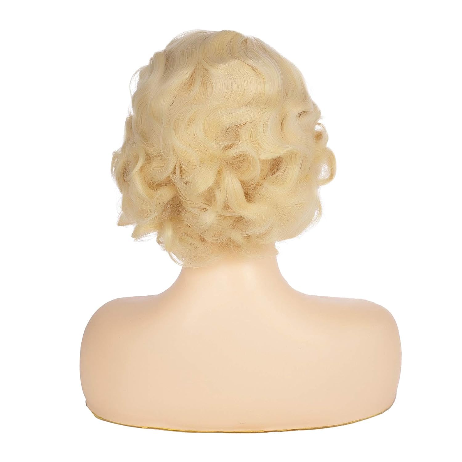 Short Blonde Curly Wig Finger Wave Synthetic Hair for Women, Blonde