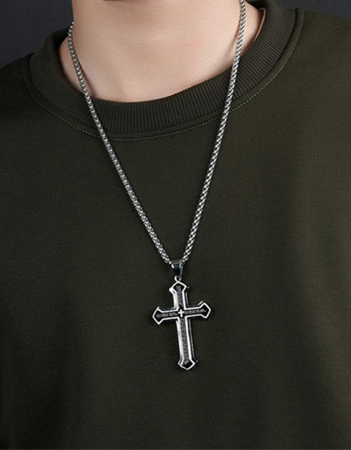 Load image into Gallery viewer, Mens Cross Pendant Necklace Large Stainless Steel Cross Pendant Necklace for Men Women, Silver
