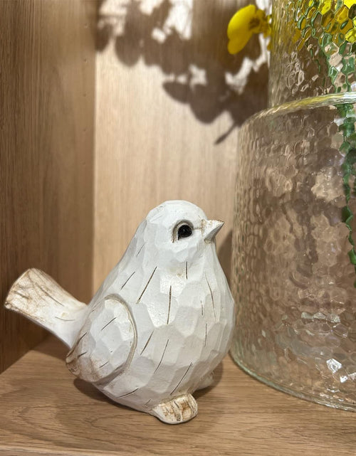 Load image into Gallery viewer, White Modern Farmhouse Bird Figurine, Bird Statue Sculpture - Carved Rustic Distressed
