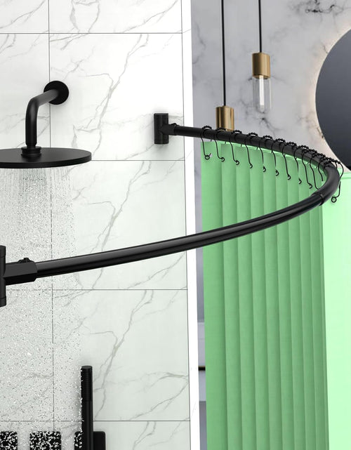 Load image into Gallery viewer, Adjustable Arched Curved Shower Curtain Rod Rustproof Expandable Aluminum Metal Shower Rod 38-72 Inche, Need To Drill, Black
