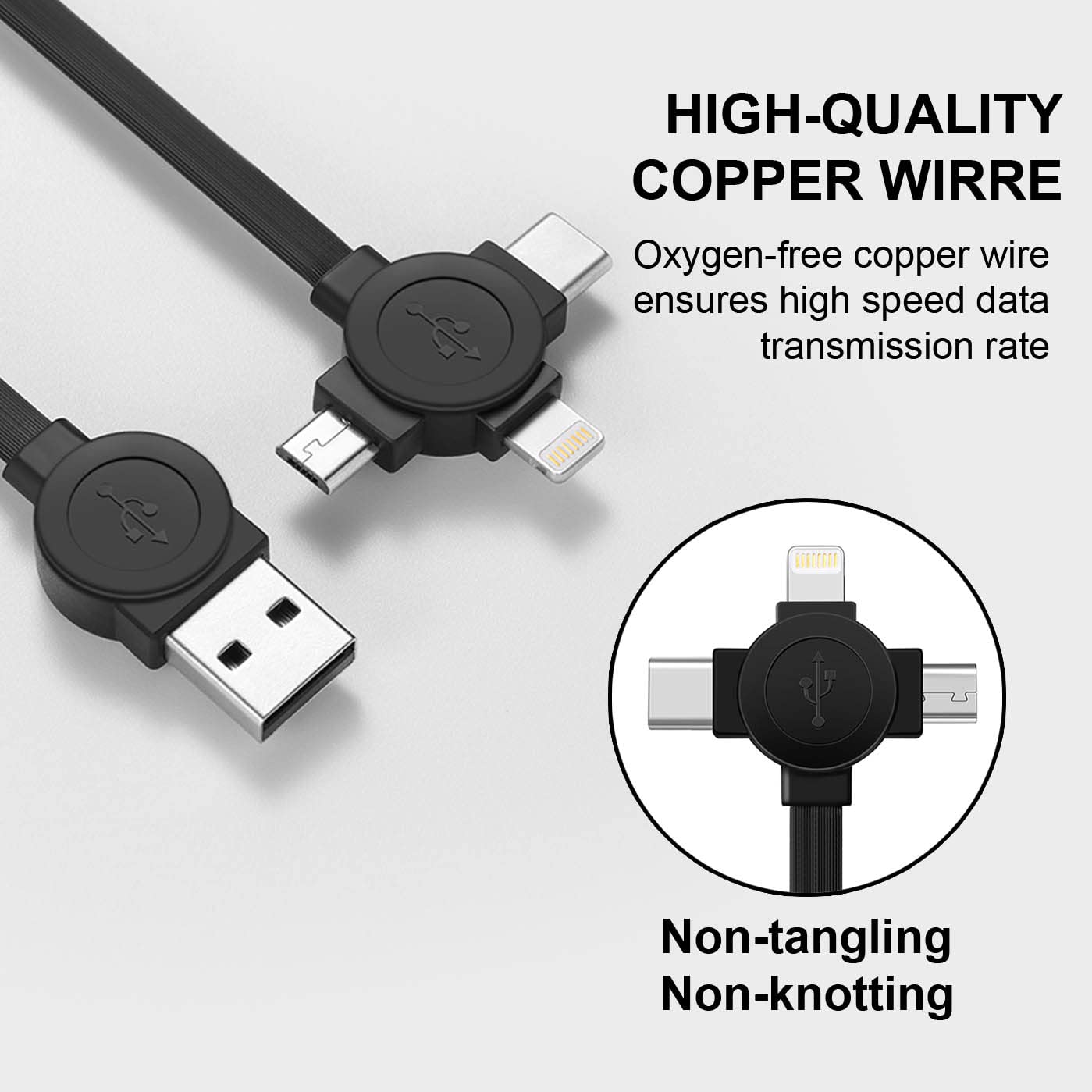 3.3ft 2Pack Retractable Multi Fast Charging Cord, 3 in 1 Multi Charger Cable Charging Cable