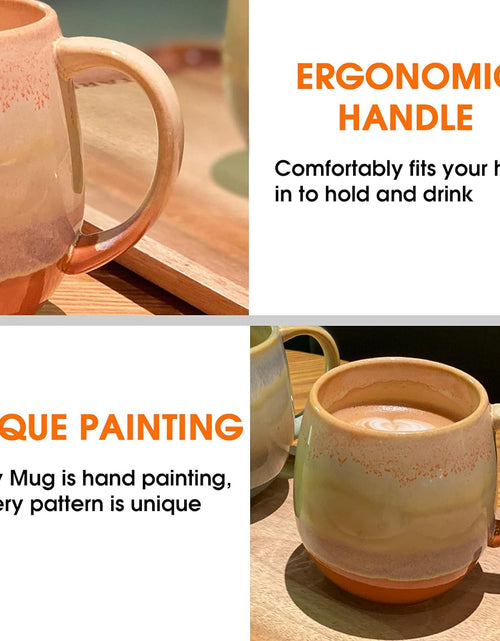 Load image into Gallery viewer, 16oz Ceramic Coffee Mugs for Men/Women - Set of 2 with Spoons
