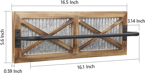 Load image into Gallery viewer, Wall Mounted Towel Bar Holder with Weathered Wood and Corrugated Galvanized Metal, Farmhouse Rack (Towels are not Included)
