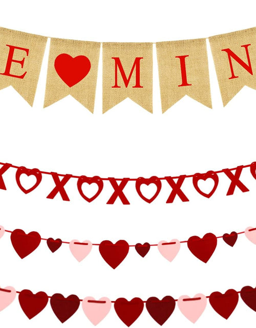 Load image into Gallery viewer, 4Pcs Valentines Day Decorations Set No DIY Required BE MINE Love Heart XO Garlands
