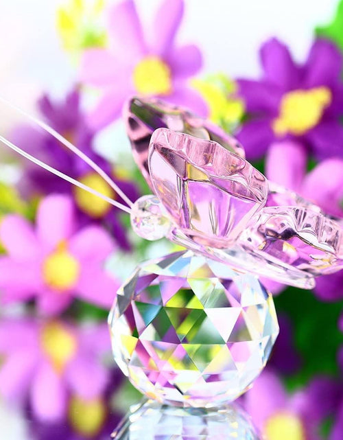 Load image into Gallery viewer, Pink Crystal Flying Butterfly with Crystal Ball Base Figurine Collection
