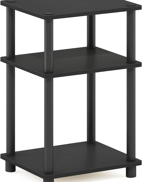 Load image into Gallery viewer, 3-Tier Turn-N-Tube End Table / Side Table / Night Stand / Bedside Table with Plastic Poles, 1-Pack, Americano/Black
