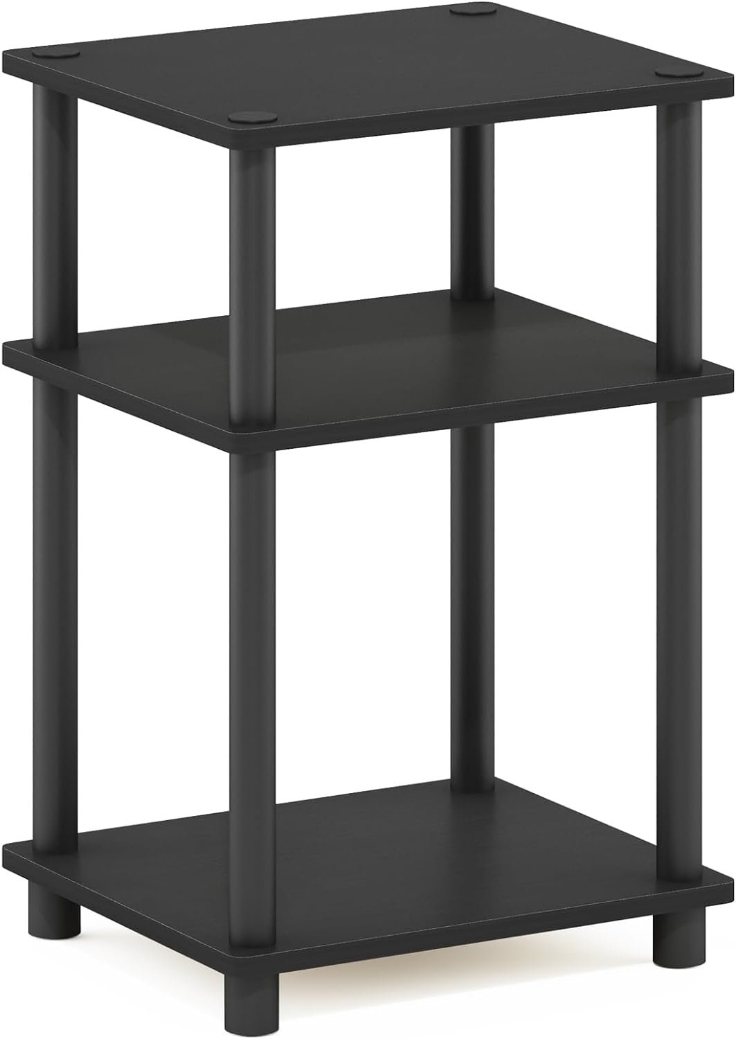 3-Tier Turn-N-Tube End Table / Side Table / Night Stand / Bedside Table with Plastic Poles, 1-Pack, Americano/Black