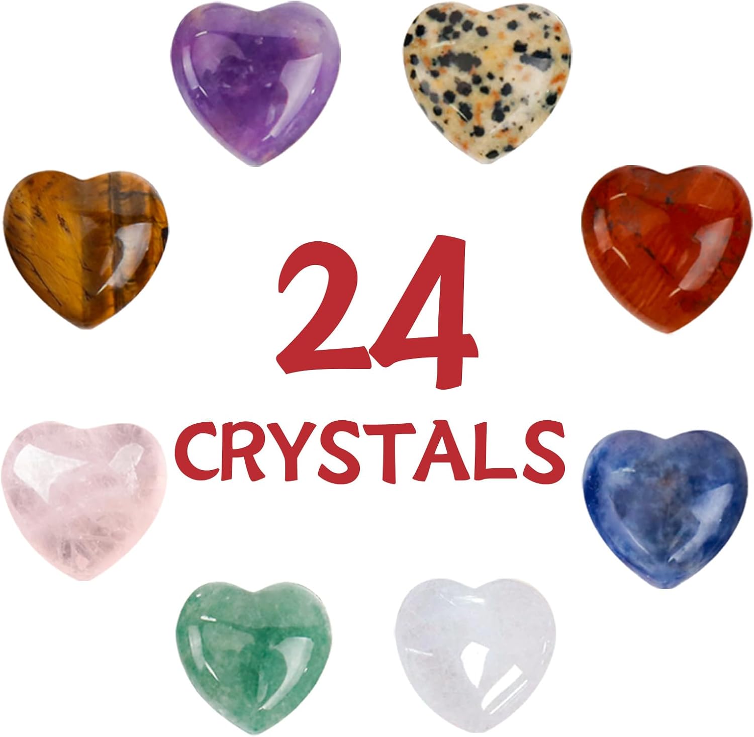 24 Pack Valentines Cards with Heart-Shape Crystals