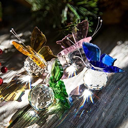 Load image into Gallery viewer, Crystal Flying Butterfly with Crystal Ball Base Figurine Collection Pack of 4
