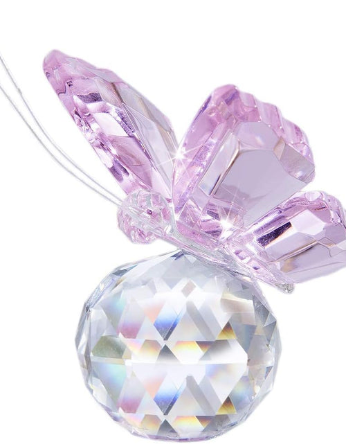 Load image into Gallery viewer, Pink Crystal Flying Butterfly with Crystal Ball Base Figurine Collection
