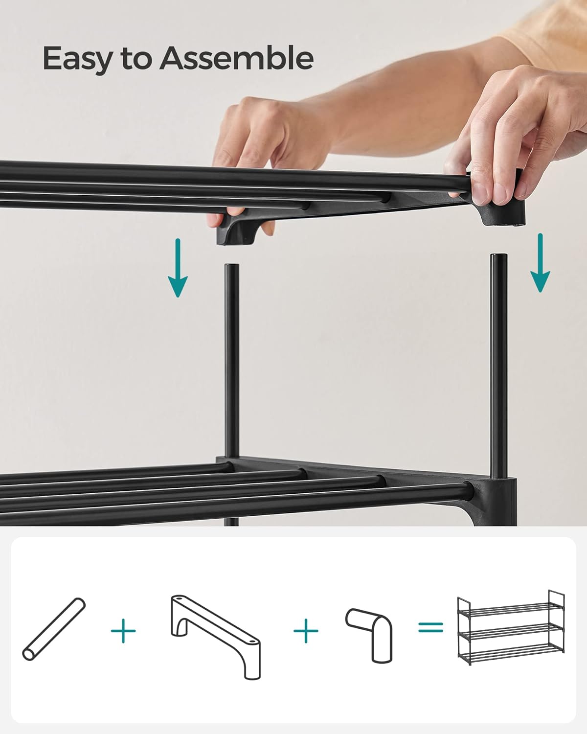 3 Tier Shoe Organizer, Metal Shoe Storage Shelf for 15 Pairs of Shoes