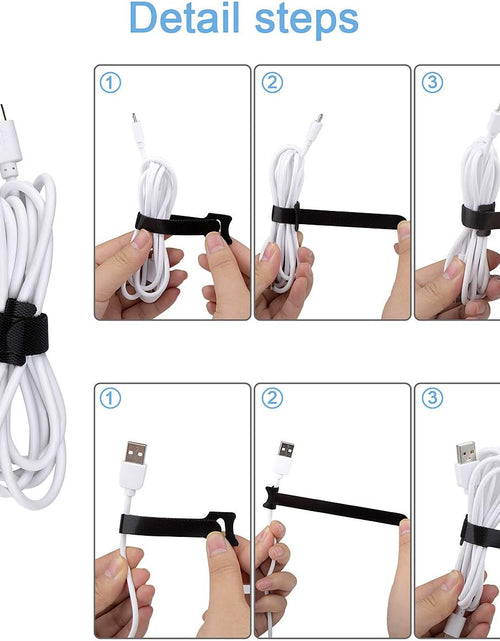 Load image into Gallery viewer, 60 PCS 6 Inches Reusable Cable Ties, Adjustable Cord Straps, Cable Organizer, Cord Wrap and Hook Loop Cords Management - Black
