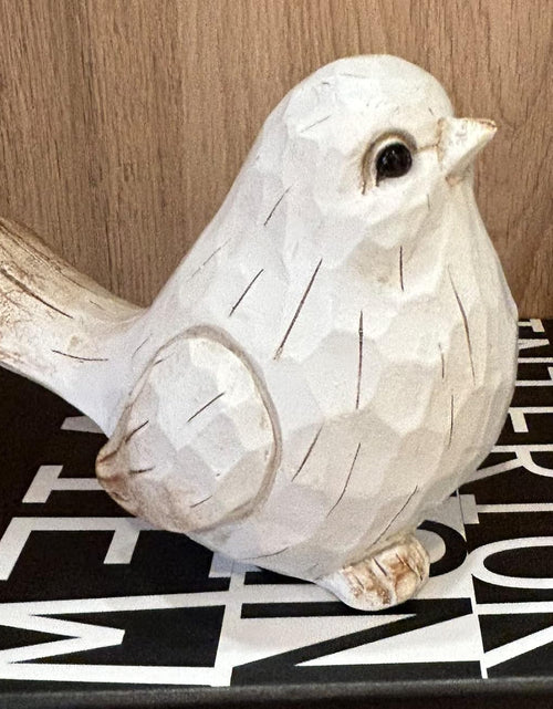 Load image into Gallery viewer, White Modern Farmhouse Bird Figurine, Bird Statue Sculpture - Carved Rustic Distressed
