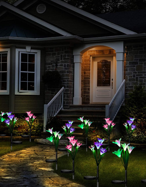 Load image into Gallery viewer, Solar Lights Outdoor Garden Decorative Flowers 6 Pack, Waterproof Solar Garden Lights with 24 Lily Flowers
