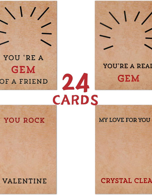 Load image into Gallery viewer, 24 Pack Valentines Cards with Heart-Shape Crystals
