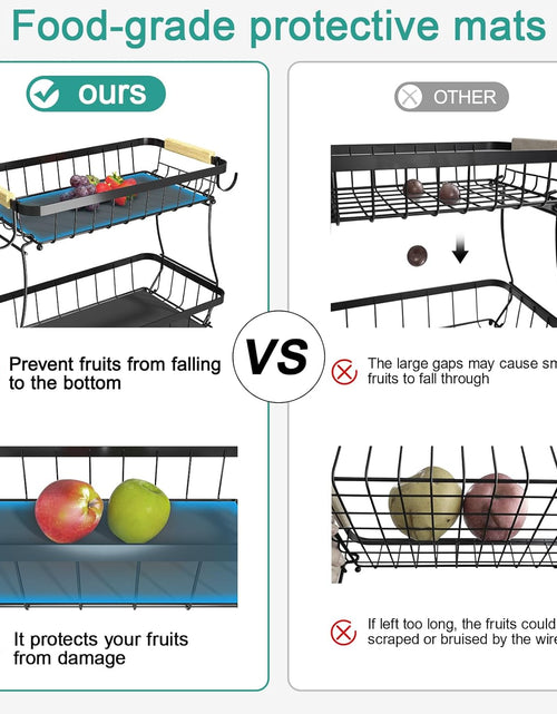 Load image into Gallery viewer, 2 Tier Fruit Basket for Kitchen with 2 Banana Hangers
