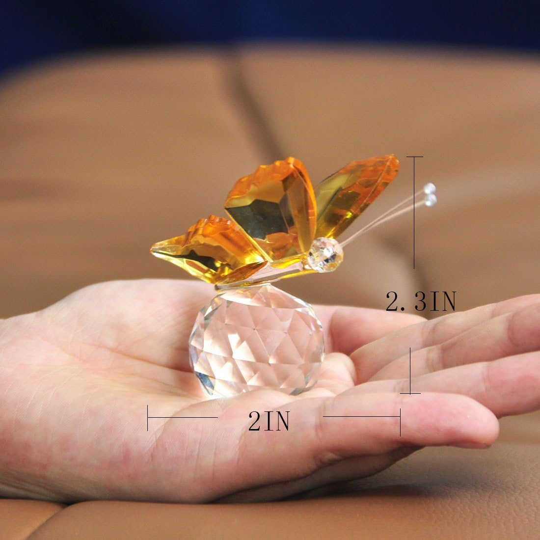 Crystal Flying Butterfly with Crystal Ball Base Figurine Collection Pack of 4