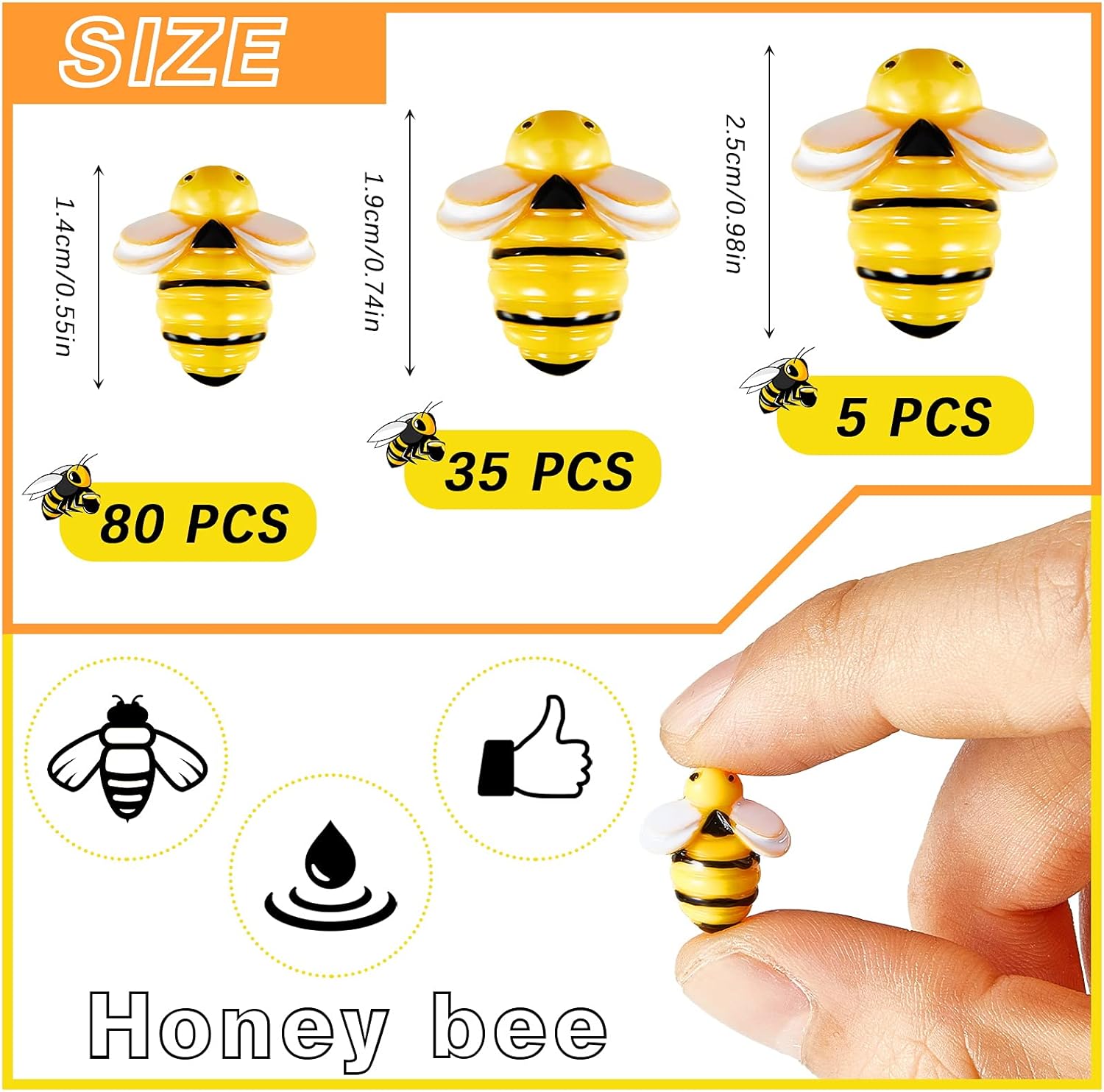 120 Pieces Tiny Resin Bees Bulk Small Plastic Bee Embellishments Ornaments Decoration