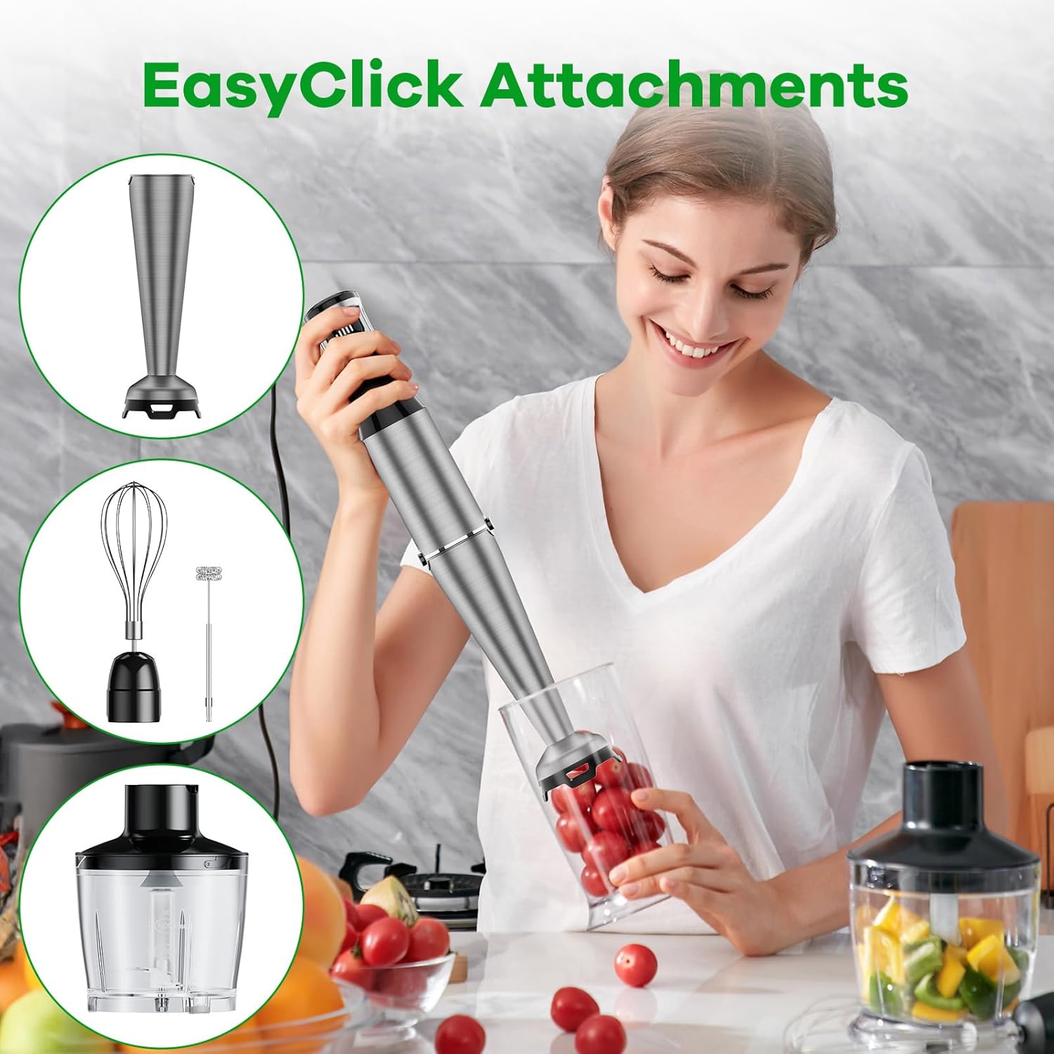 5 in 1 Stick Blender Handheld Corded Hand Blender 1100W