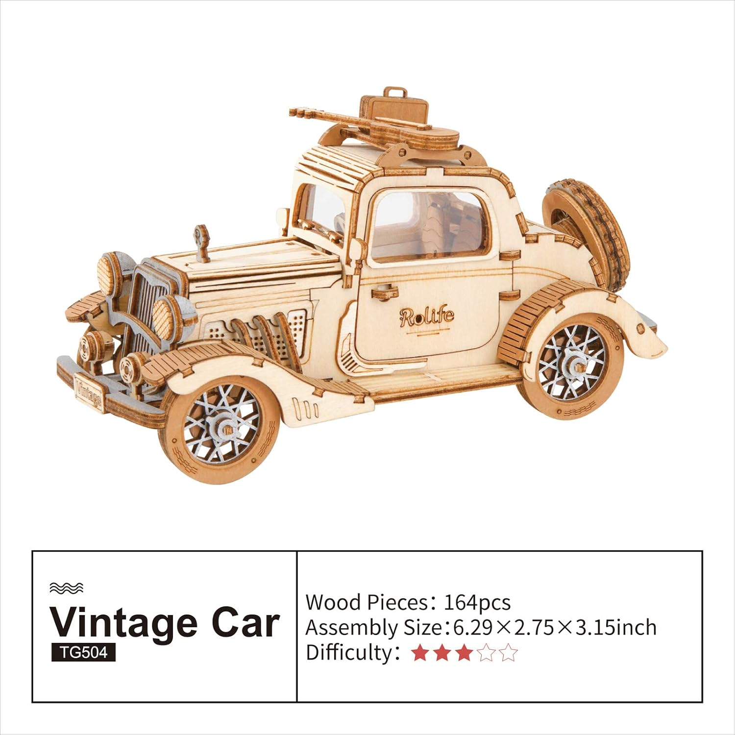 3D Wooden Puzzles Retro Car Model - Collectibles Wooden Model Kits