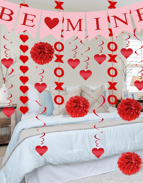 Load image into Gallery viewer, 21Pcs Valentines Day Decorations Set Pre-Assembled Hanging Heart Swirls
